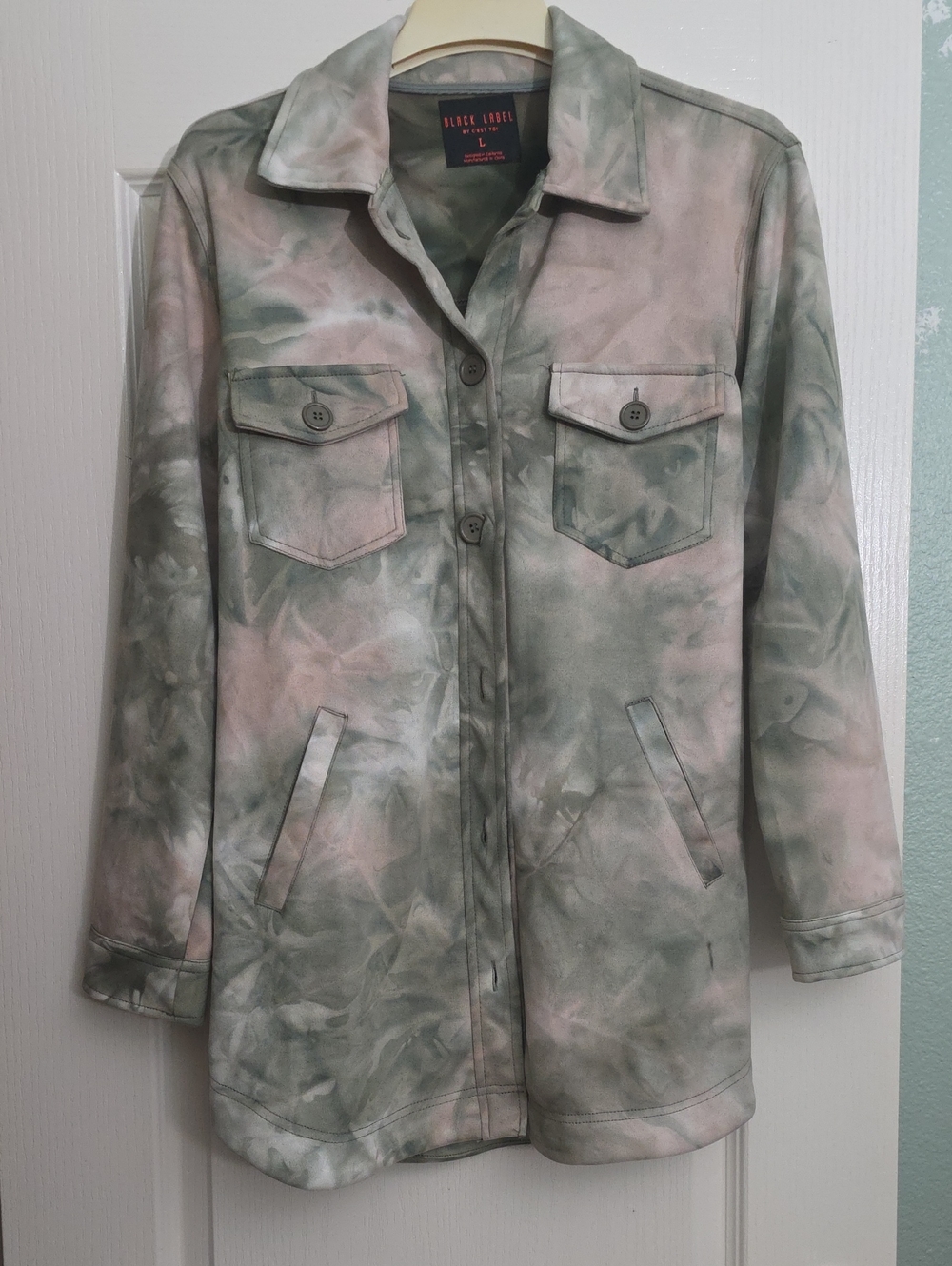 Black Label Pastel Tie-Dye Utility Jacket in Green and Pink